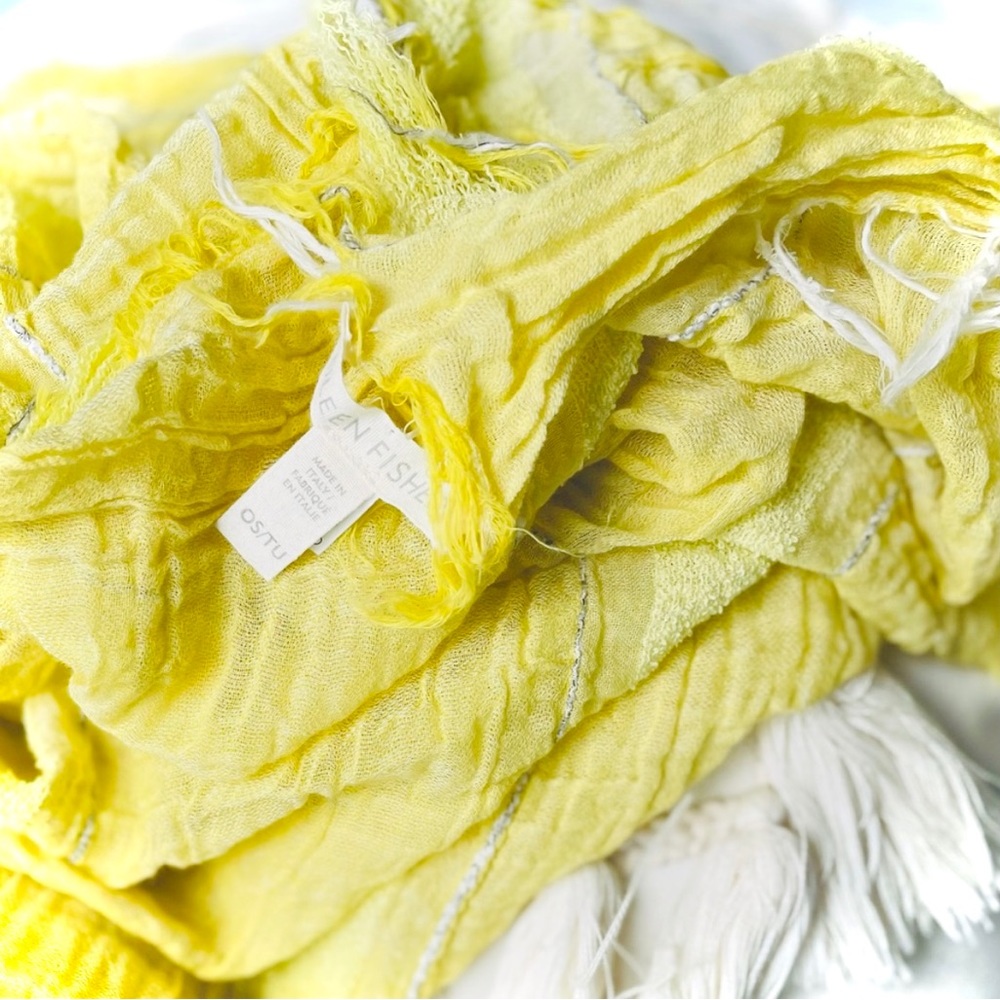 EILEEN FISHER | OS | Maltino Fringe Gauze Cotton Polyamide Airy Two Tone Scarf